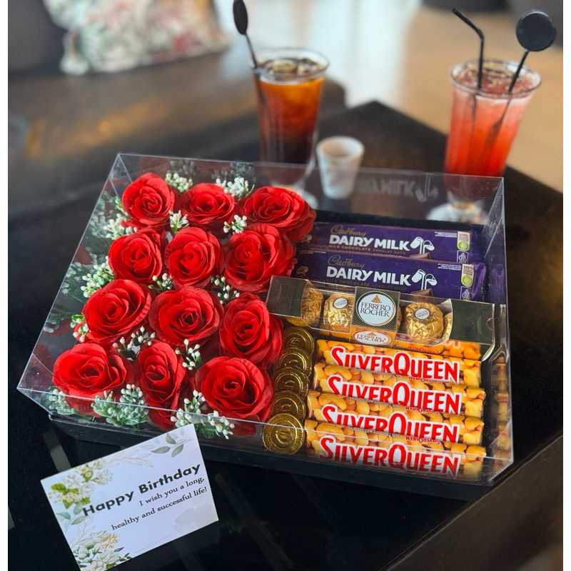 viflowerss / bloom box / box flowers / fererro box / ferero hampers/ silverqueen box / cadbury/ kado