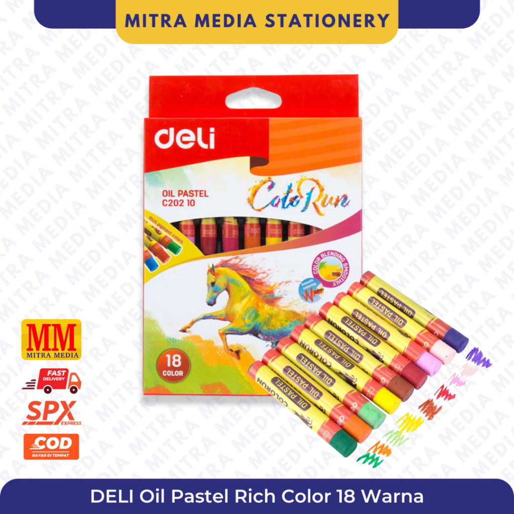 

Deli EC20210 / Krayon / Crayon Deli / Oil Pastel Rich Color 18 Warna