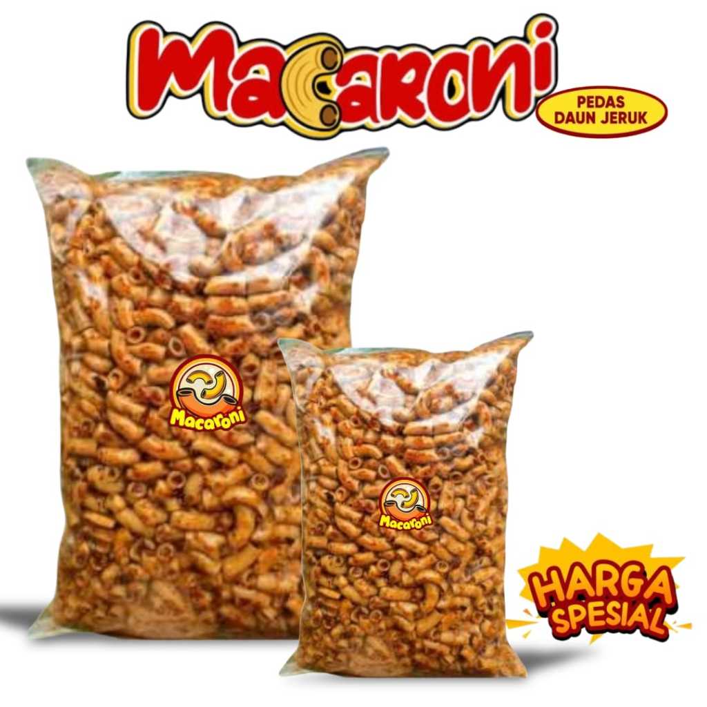 

1 KG Makroni Cikruh Bumbu Pedas Daun Jeruk / Makroni Bantet Cemilan Food Snack