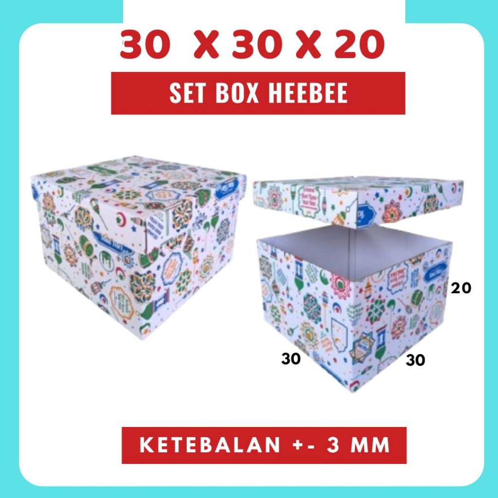 Set Box 30x30x20 (Set Top/Bot Heebe) Kardus/Karton/Paking/Polos/Hampers/Boneka/Buah/Puding/Tart/Kado