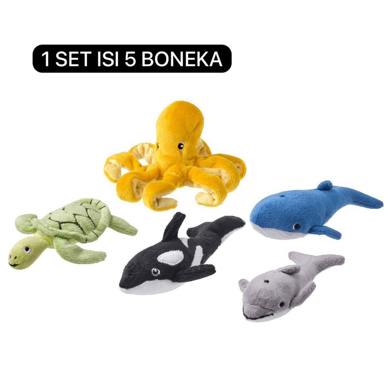 IKEA Set Boneka Hewan Isi 5 animal doll set Blavingad mainan anak