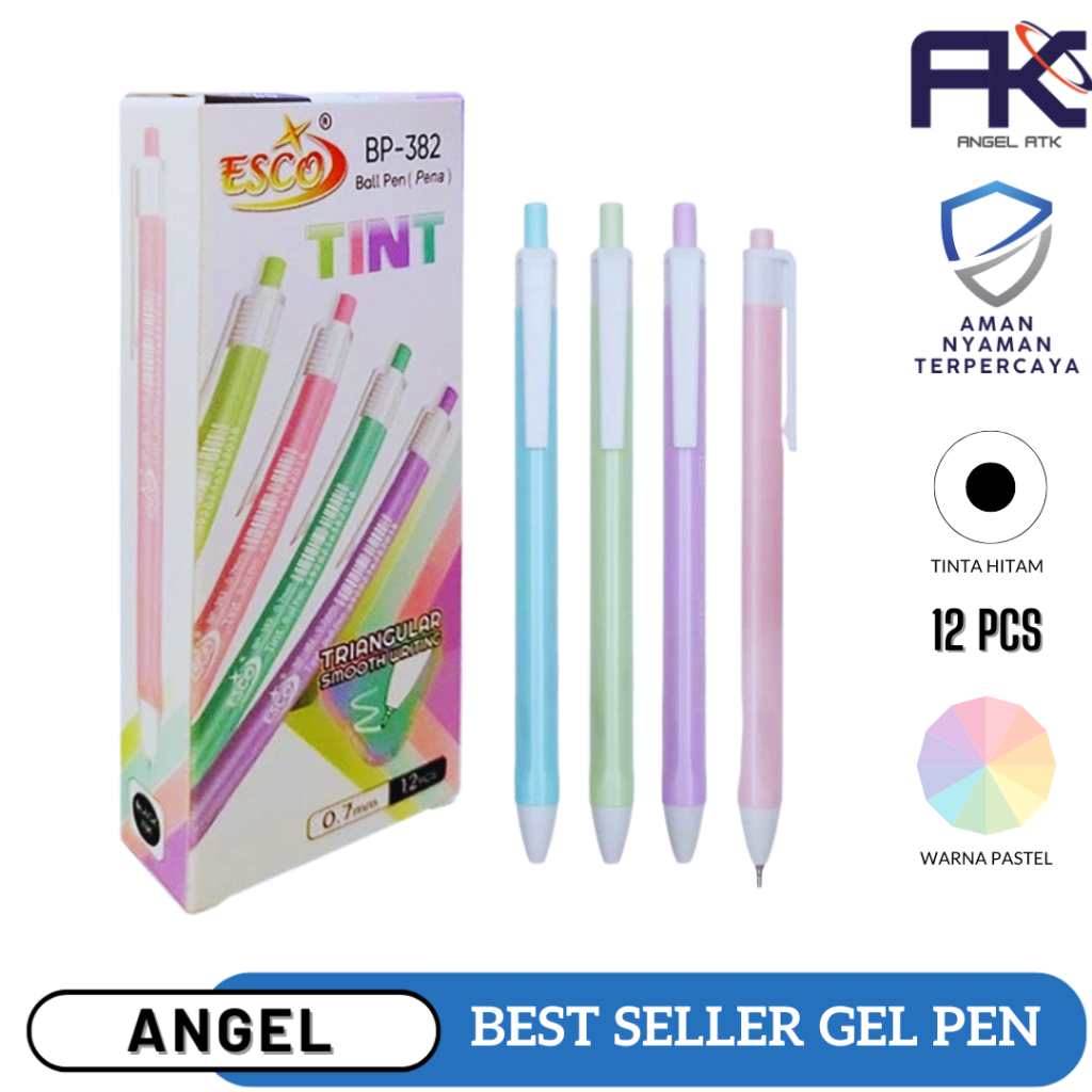 

Pulpen Gel Esco / 1 Lusin Isi 12 Pcs / Pulpen Cetek / Tinta Hitam / Pulpen Warna Pastel / Pulpen Murah / Cash On Delivery / Atk Blessing