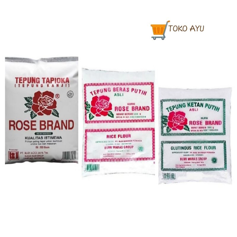 

Tepung Rose brand 3 varian ( Tapioka ,Beras ,Ketan)kemasan 500 gr