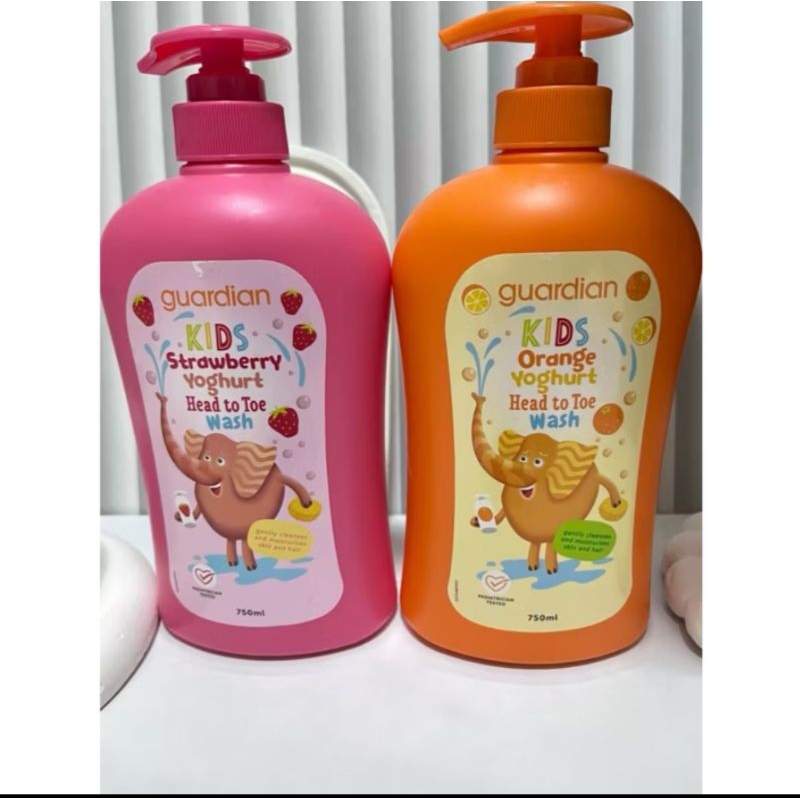 Guardian sabun mandi anak Guardian Kids Stawberry / orange Yoghurt head to toe wash 750ml