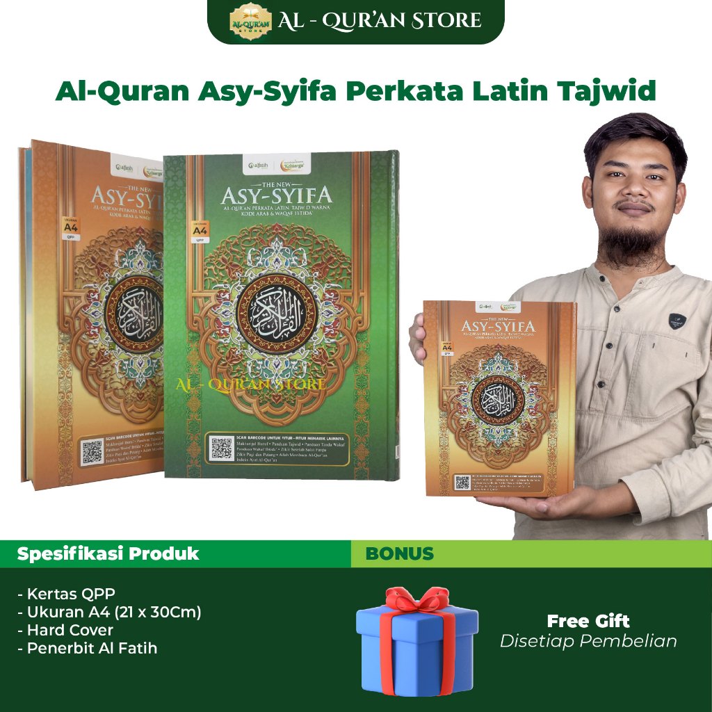 Alquran Mushaf Terjemah Asy Syifa Perkata Latin Tajwid Warna Kode Angka ( A4 dan A5 ) Al Quran Besar