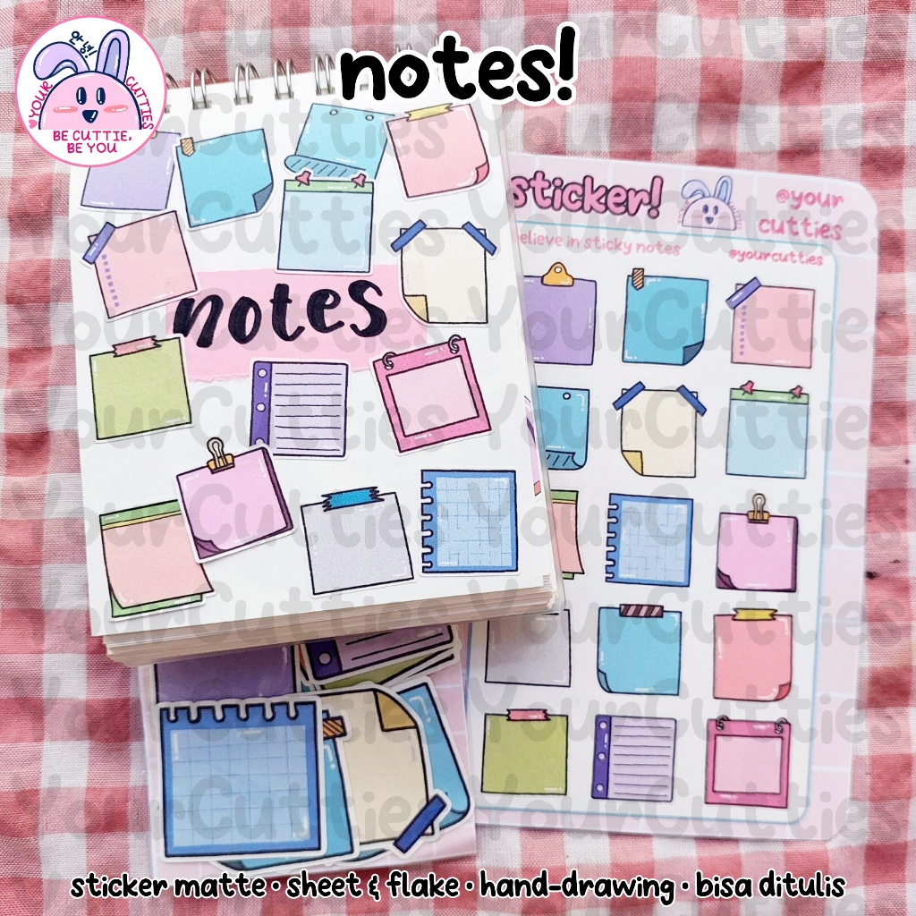 

[SHEET] STICKER NOTES STICKY NOTE BENTUK STIKER PLANNER JURNAL DECO LUCU ESTETIK BISA DITULIS STIKER