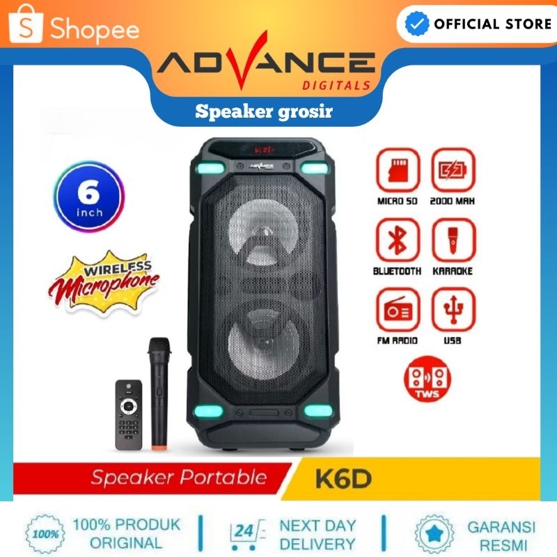 Advance K6D Speaker Meeting Portable Aktif 6.5” Rechargeable Free Mic Wireless
