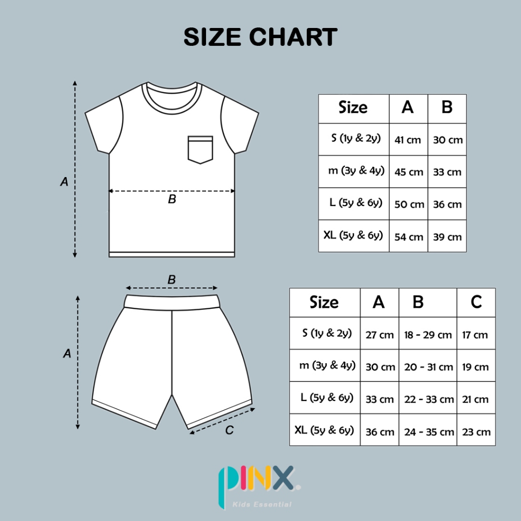 BEST SALE SALE PinxKids - Setelan Anak usia 1 - 8 tahun Two tone / Setelan anak Pocket tee Steel