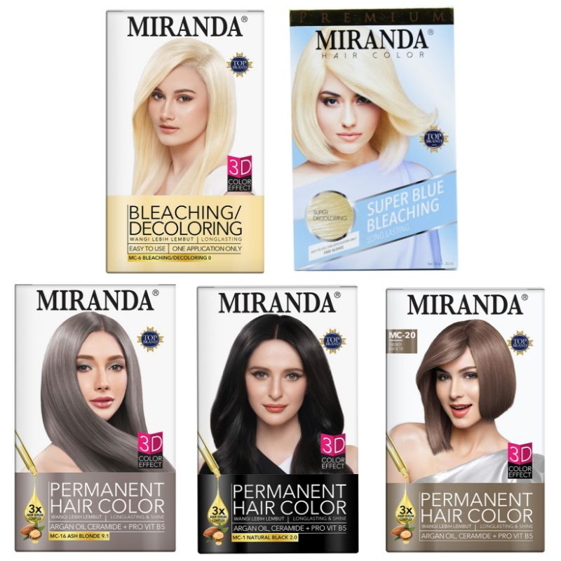 MIRANDA permanent Hair Color Natural Black Smokey Ash Blonde Bleaching blue