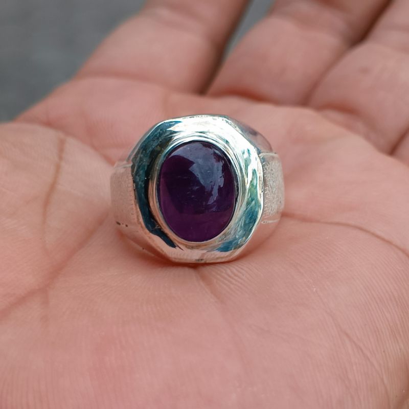 batu kecubung Kalimantan ring perak