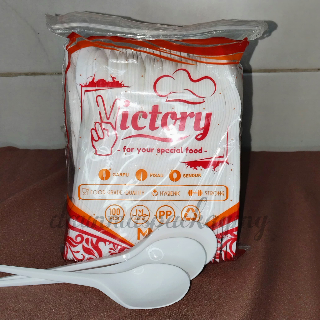 Sendok Putih VICTORY Sendok Makan Plastik Putih [100pcs]