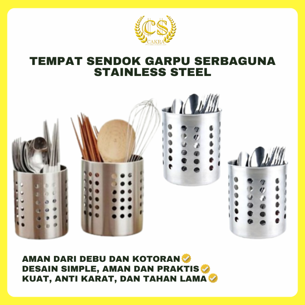 Tempat Sendok Garpu Serbaguna Stainless Steel