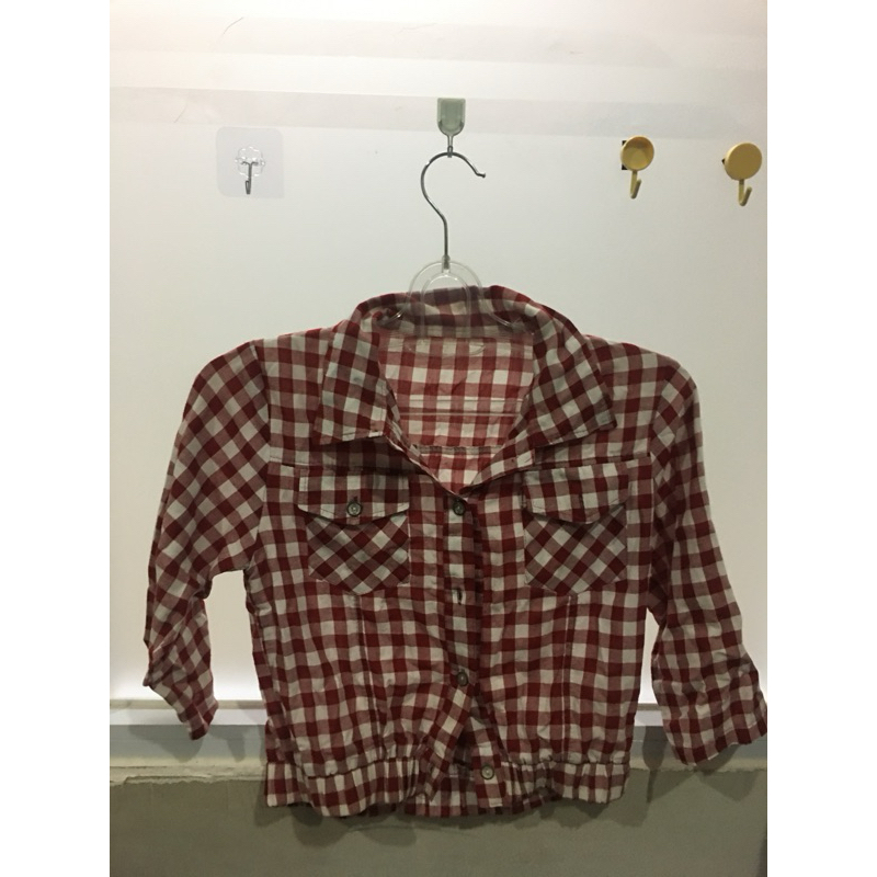 kemeja kotak kotak crop