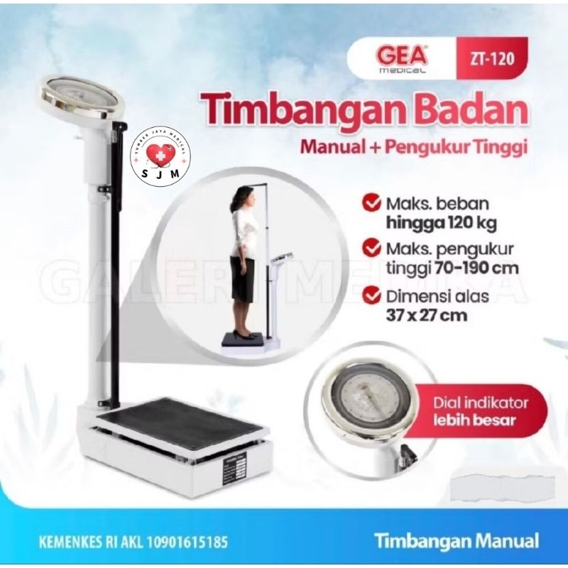 Gea Timbangan Badan Manual Plus Ukuran Tinggi / Timbangan dan Tinggi Badan Gea ZT-120