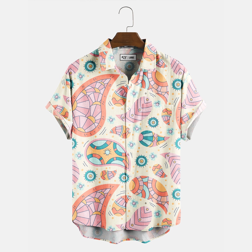 Kemeja pria - Light coloured bandana paisley