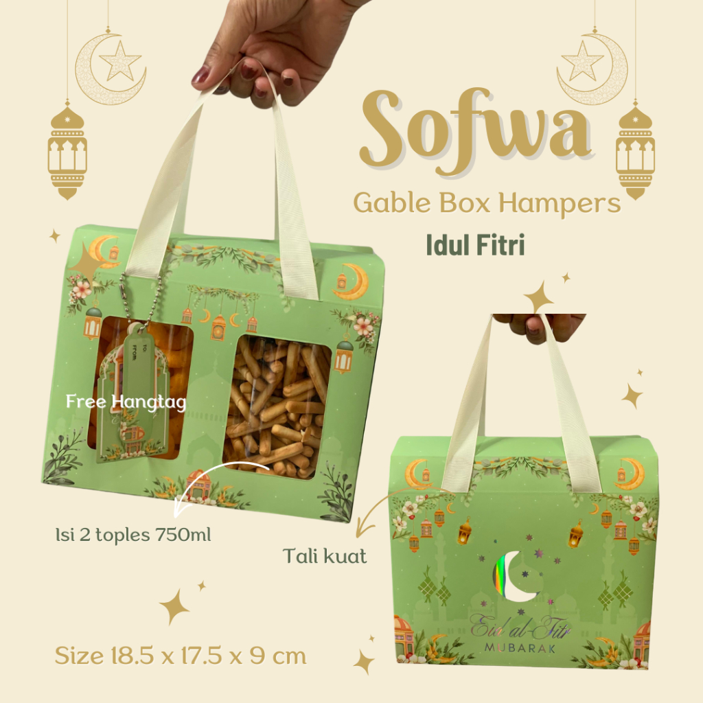 

[READY STOCK] Sofwa Gable Box Tas Lebaran Tali Jinjing Box Hampers Kue Kering Idul Fitri Toples Tabung