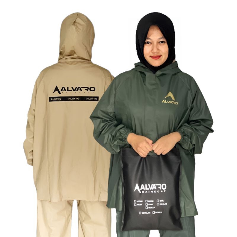 ALVARO Jas Hujan Pria dan Wanita Anti Rembes Jas Hujan Setelan Hoodie