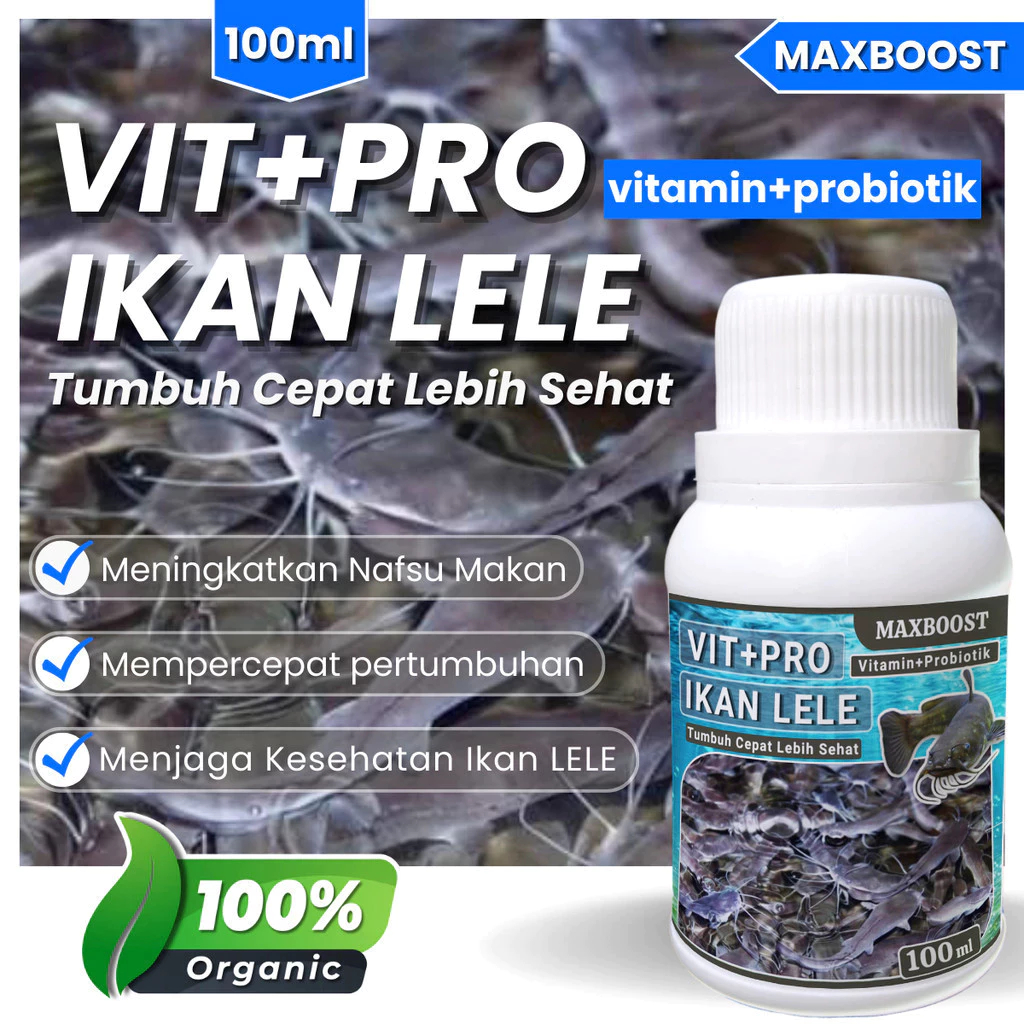 Vitamin+Probiotik Ikan Lele 100ml pemacu pertumbuhan ikan lele Maxboost