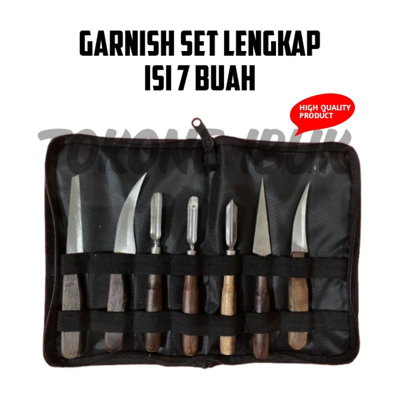 Garnish Set Lengkap isi 7 Murah/Pisau ukir buah murah/Pisau garnish dompet/dompet garnish
