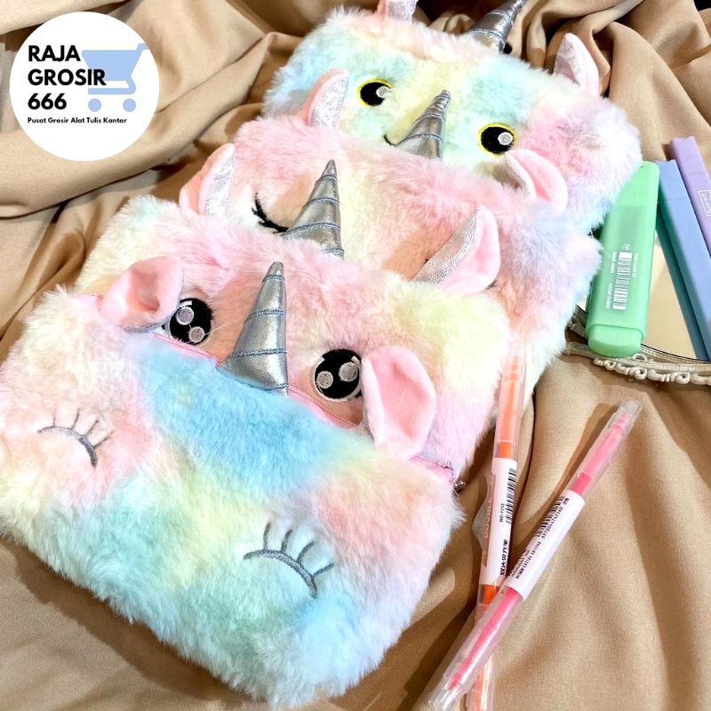 KOTAK PENSIL BULU UNICORN