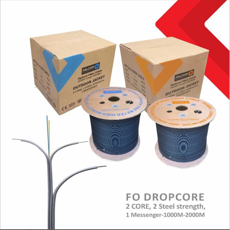Falcom Technology Kabel Fiber Optik DROP CORE 2 CORE 3 SELING 2000M