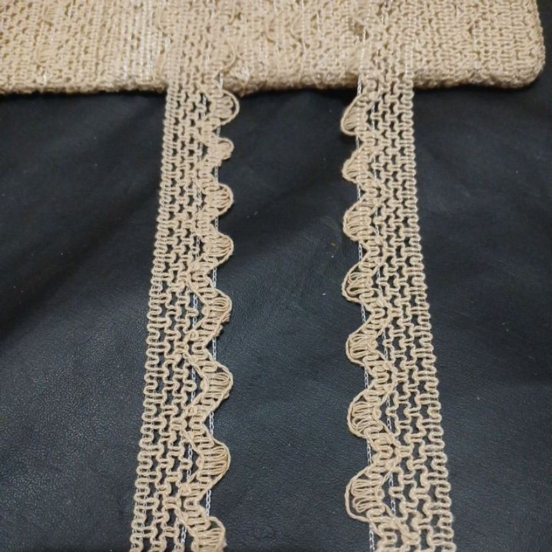 Renda Rajut Bulet lebar 2cm rolan dan grosir