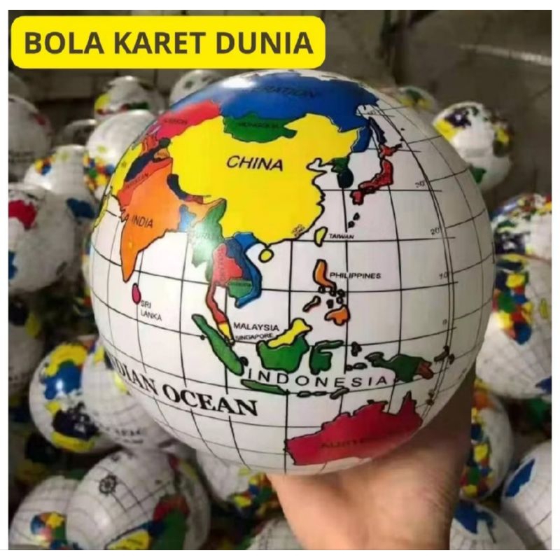 BOLA KARET MOTIF DUNIA - BOLA KARET GLOBE / BOLA KARET DUNIA / BOLA KARET GLOBE / BOLA