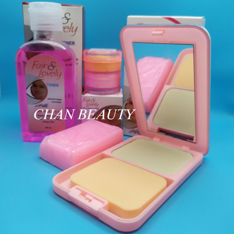 Paket FAIR & LOVELY 5in1 ( Krim Siang - Krim Malam - Toner - Bedak - Sabun )