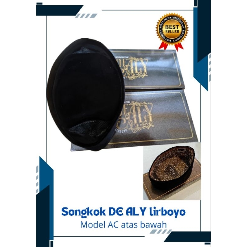 songkok kopyah peci hitam merk dealy lirboyo ac biasa,peci hitam,kopyah hitam,de aly  bludru halus,a
