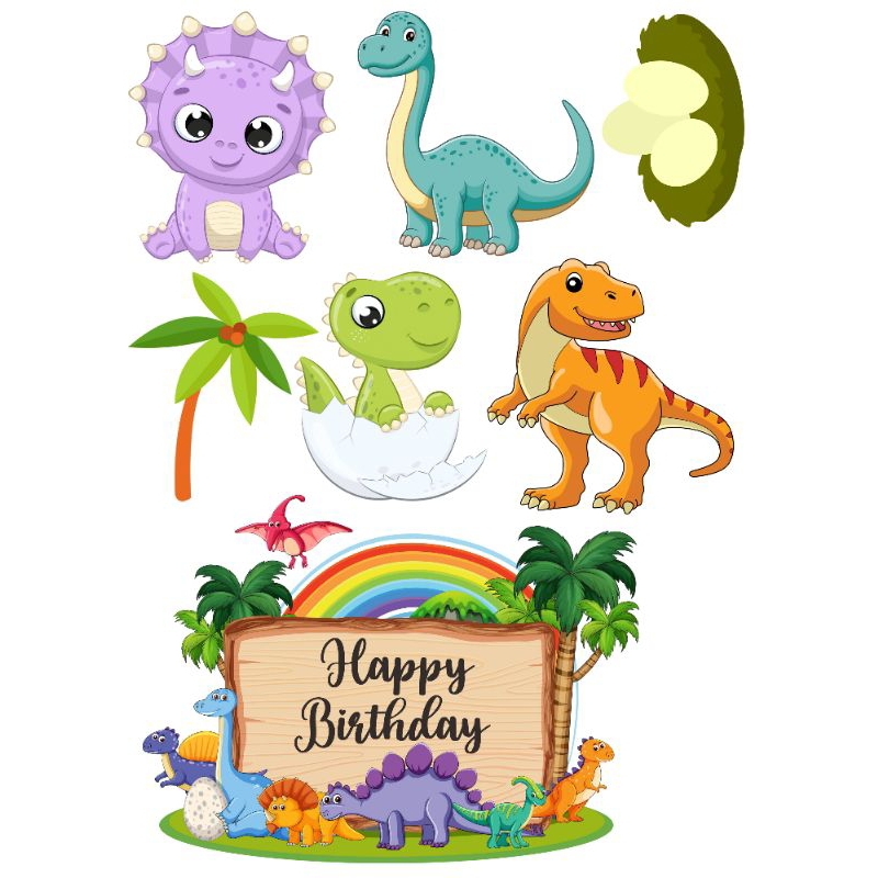 Topper kue,topper birthday,Topper tema dinosaurus