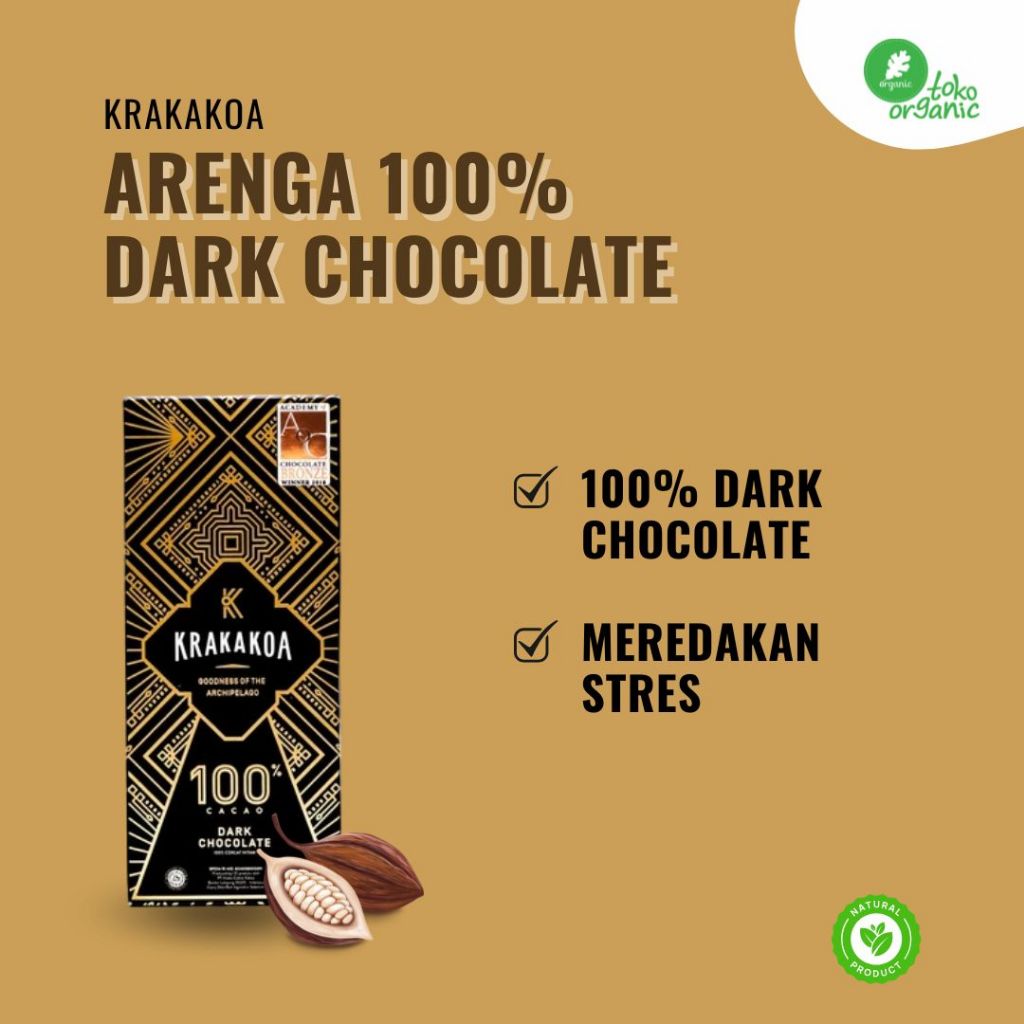 

Krakakoa Arenga 100% Dark Chocolate Bar (50gr) | Cocoa Bar Pure Dark Chocolate, Kakao Coklat Asli, Coklat Pahit | Chocolate Vegan Friendly