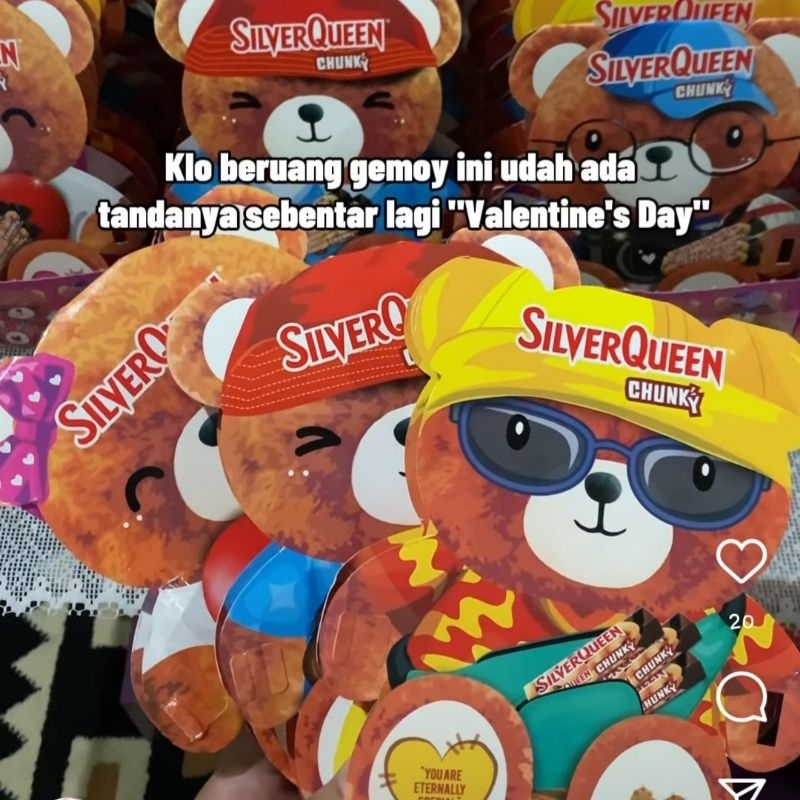 

Coklat Valentine Silverqueen Chunky Teddy Bear Cokelat Valentine Silver Queen (3x26 gram)