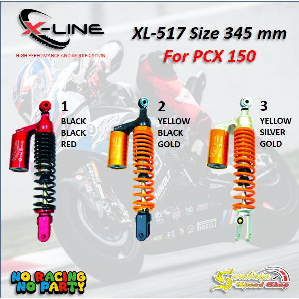 X Line Shock Shok Skok Shockbreaker Belakang PCX Ukuran 345MM Tipe 517 Tabung Atas Original 100%