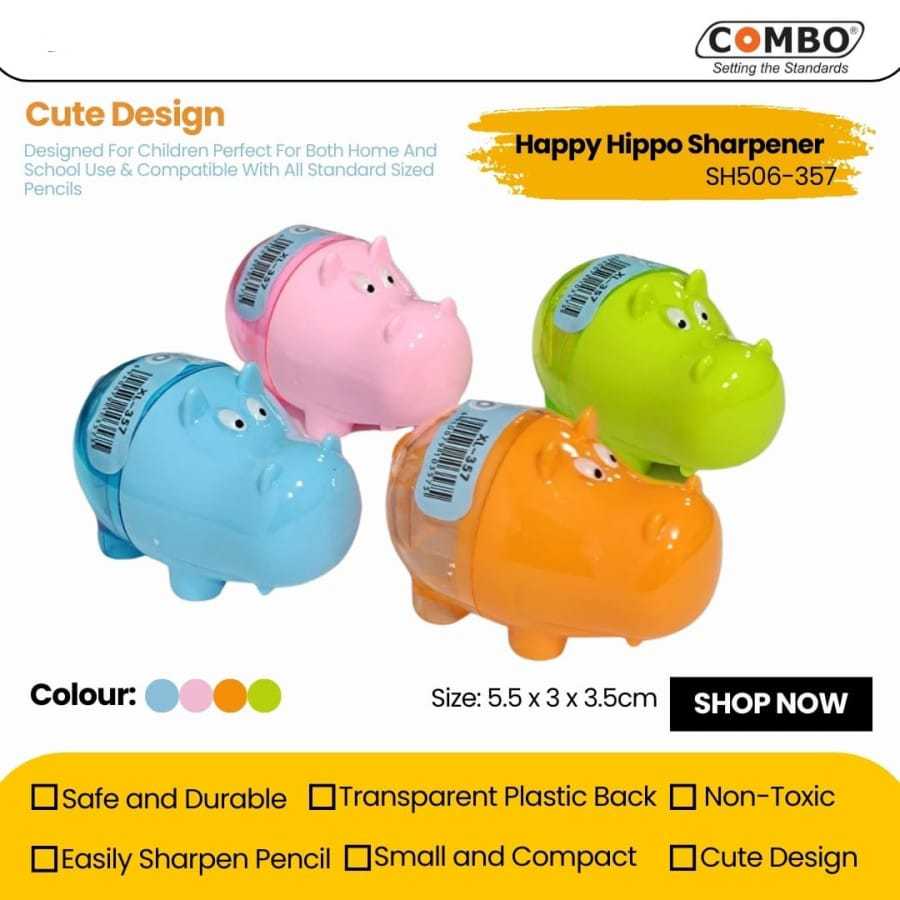 

Serutan Pensil Hippo / Rautan Pensil Hippo / Pencil Sharpener SH-506 / Pencil Sharpener SH-506 / Serutan Pensil Lucu / Single Hole Pencil Sharpener