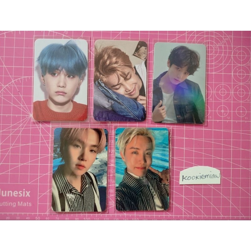 bundle pc photocard suga manyun yoongi vinyl her e rambut biru yoongi manyun sunyun