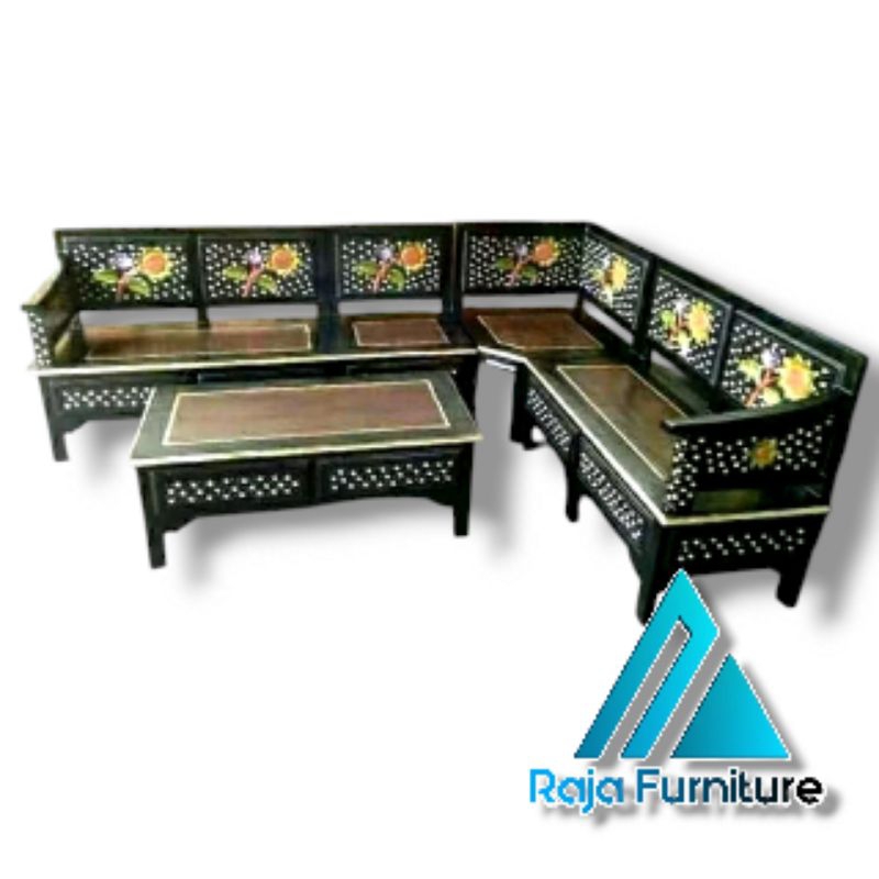 Raja Furniture Kursi Sudut Matahari Bahan Kayu Mahoni