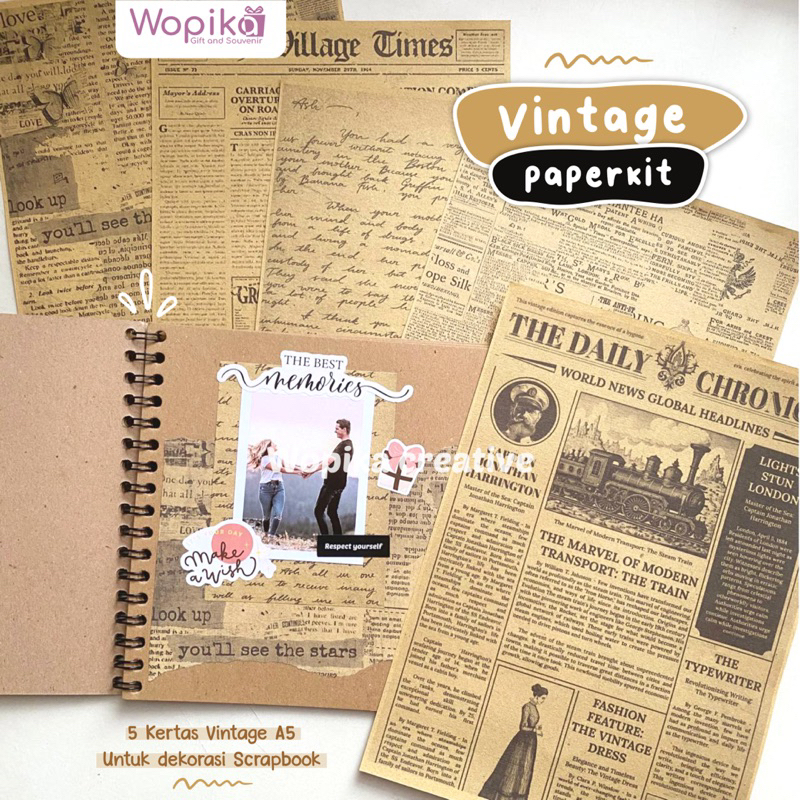 

VINTAGE PAPER KIT SCRAPBOOK JOURNALING | kertas warna coklat untuk dekorasi