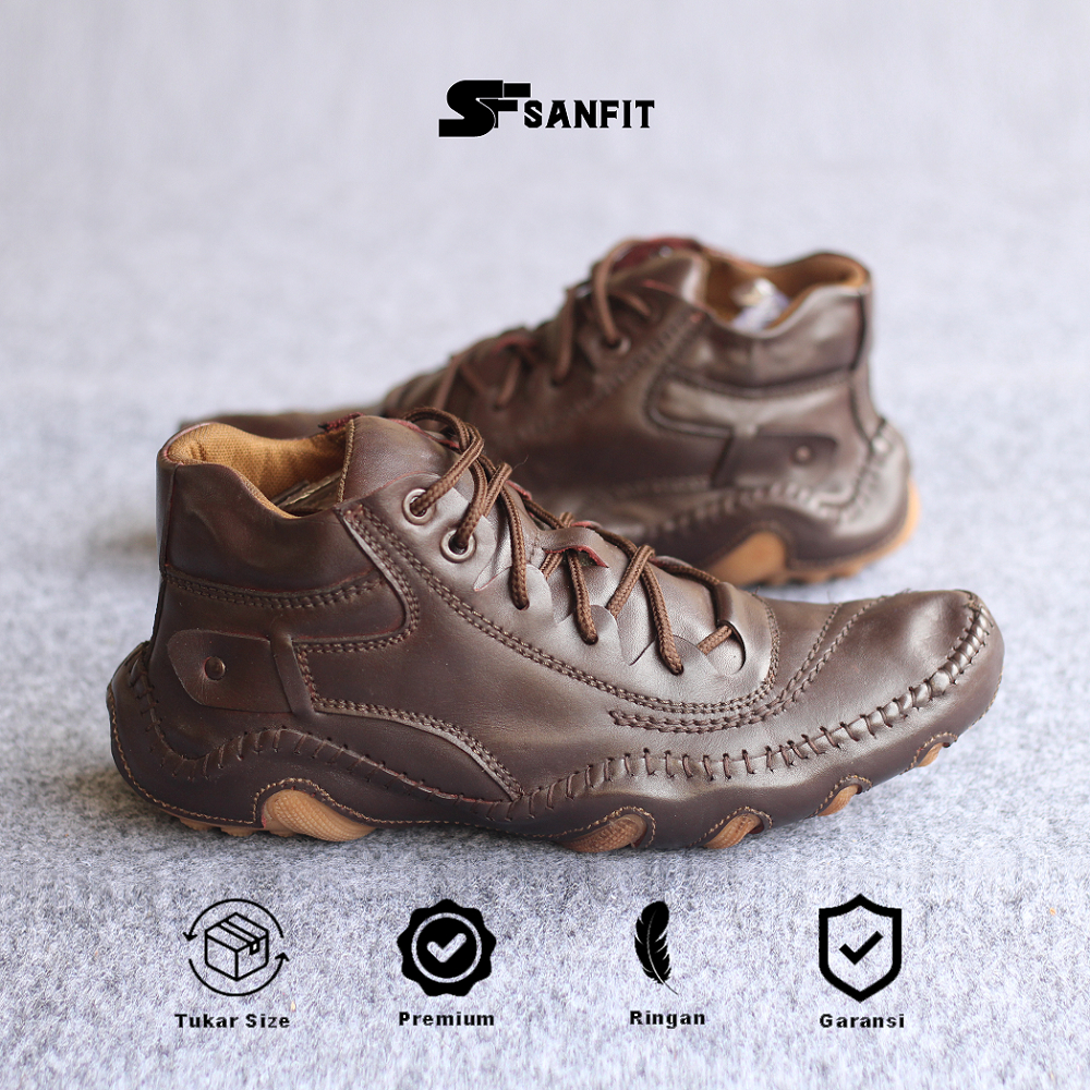 SANFIT - Sepatu Pria Boots Ankle Stam Kulit asli