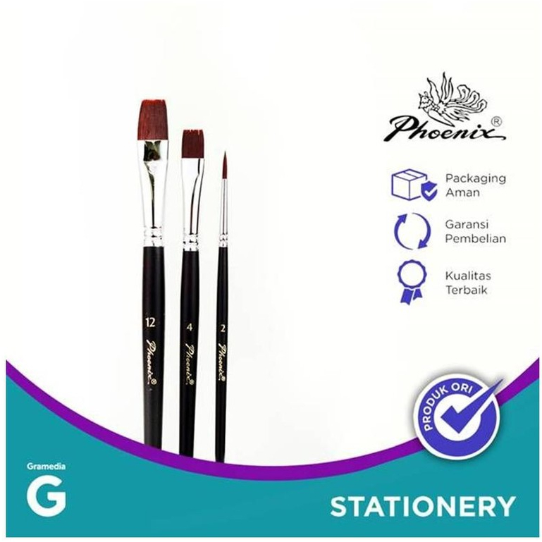 

Phoenix Kuas 660151-3Pcs/Set Nylon Short Round 2 Flat 4.12