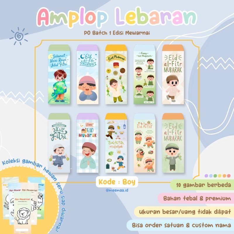 

{OPEN PO} Amplop Lebaran THR Unik Bertema Edukasi Karakter BOY *Bahan Glossy*