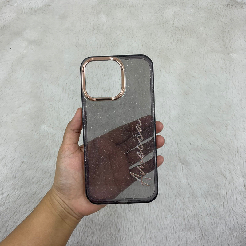 case iphone glitter clear custom nama