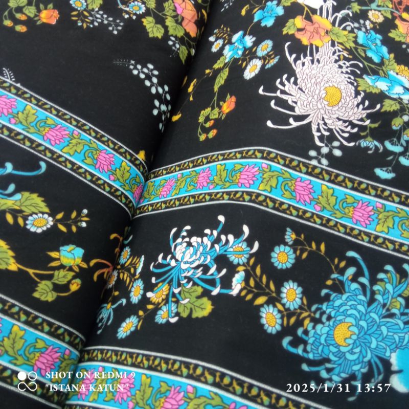 KAIN KATUN RAYON PARIS MOTIF BUNGA PINGGIR LIST PREMIUM GARMENT