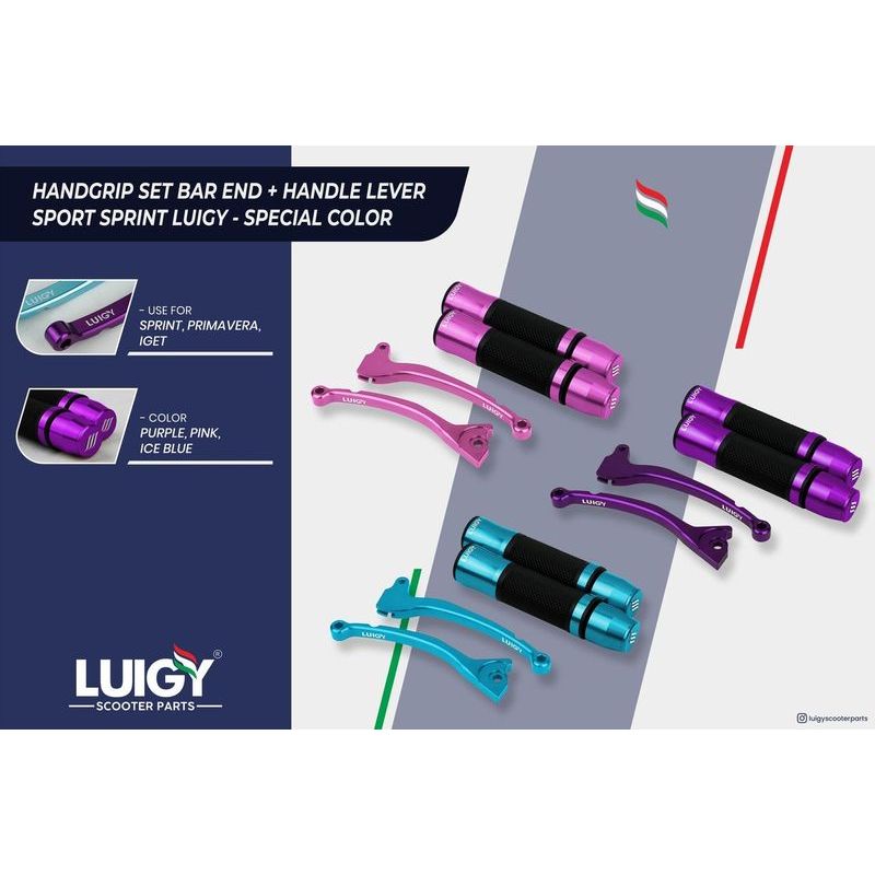 HANDGRIP SET BAR END RS-01 + HANDLE LEVER SPORT SPRINT PRIMAVERA IGET SPECIAL COLOR LUIGY