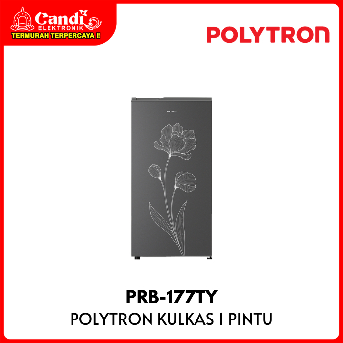 POLYTRON Kulkas 1 Pintu 170 Liter Gross Capacity PRB 177 TY Metallic Series  PRB-177TY