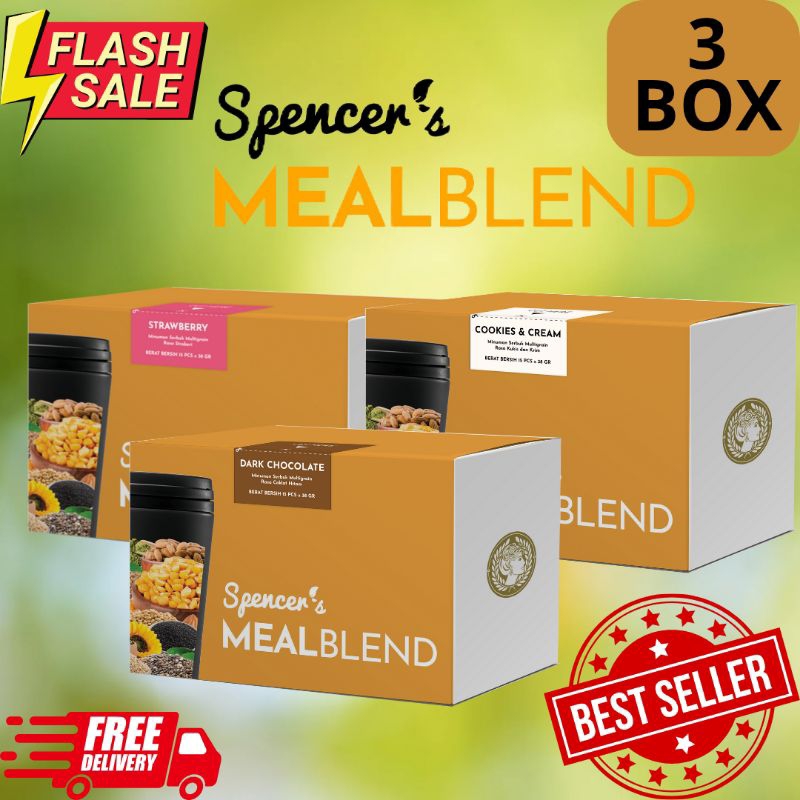 

PROMO!!! 3BOX SPENCER'S MEALBLEND VARIAN RASA : strawberry ,dark choco, cookies and cream (1BOX ISI 15 SACHET) DIET SEHAT TANPA RIBET AMAN DIKONSUMSI SEMUA USIA, PENDERITA GERD DAN IBU MENYUSUI