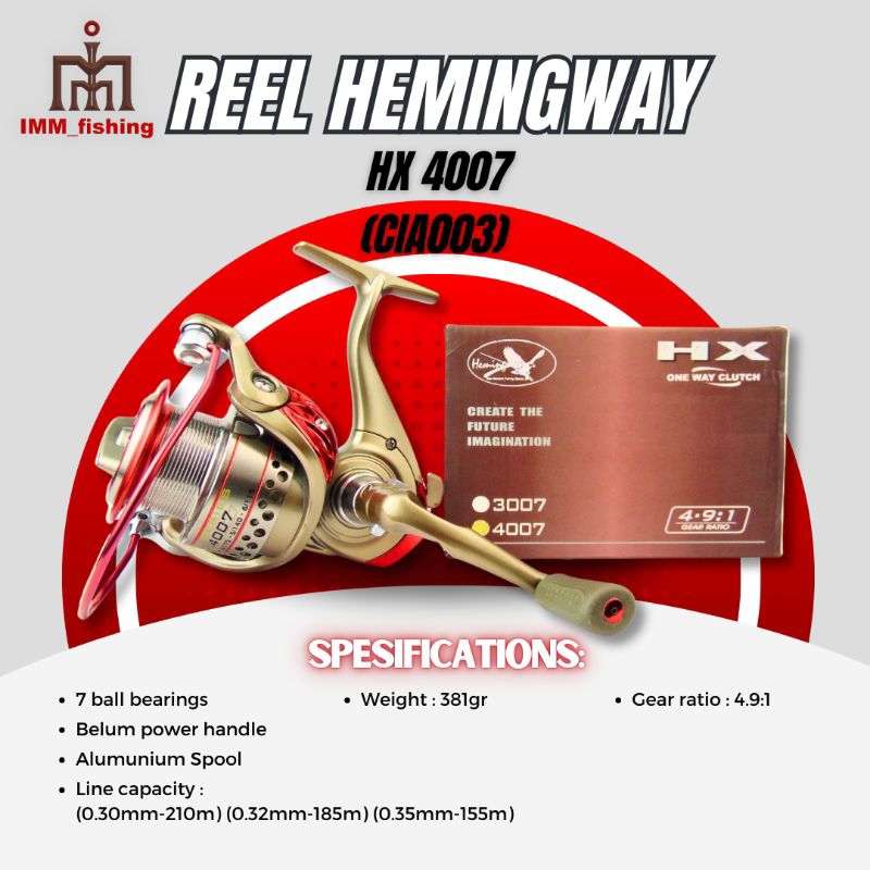 REEL HEMINGWAY HX | Alat Gulungan Pancing | Spinning