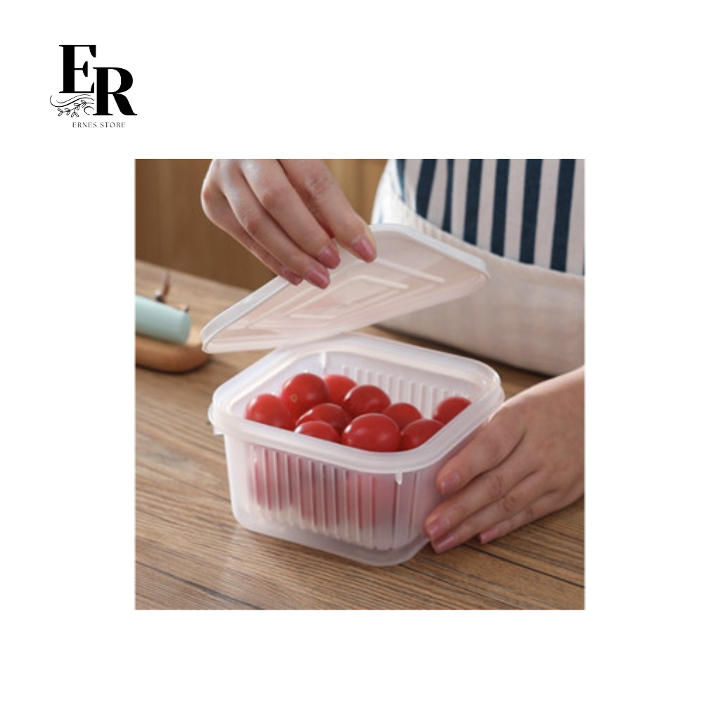 ERNES KOTAK FRESH BOX SARINGAN SAYURAN / TEMPAT TIRISAN PENGERING SAYURAN DAN BUAH MULTIFUNGSI