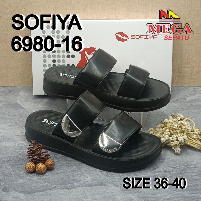 SANDAL WANITA TERBARU SOFIYA 6980-16 HITAM TINGGI HAK 3.5CM