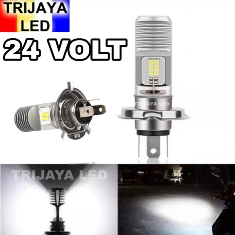 Lampu LED Utama Depan 24 Volt H4 Laser Gun G12A 12 Mata Titik High Low Putih D3 Truk Bus Fuso Canter