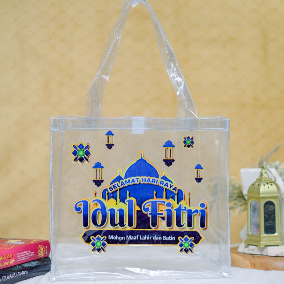 

Uk 25x30x13 Tas Lebaran Mika Transparan Bingkisan Hampers Lebaran Idul Fitri